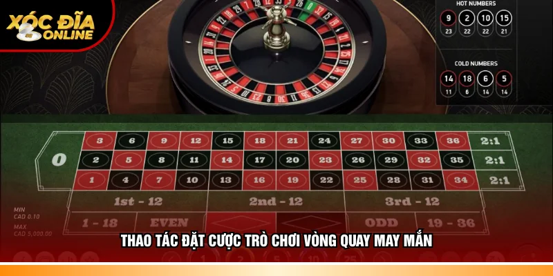 Thao tác đặt cược trò chơi qua vòng quay may mắn